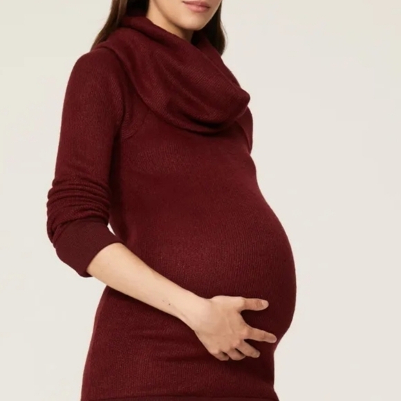 Cowl Neck Maternity Sweater Dress MAROON XXL Isabel Maternity Ingrid + Isabel - Picture 3 of 8